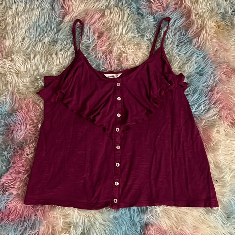 NWOT Women’s Junior’s Size Small Tank Top Blouse Straps Loose Ruffle Buttons